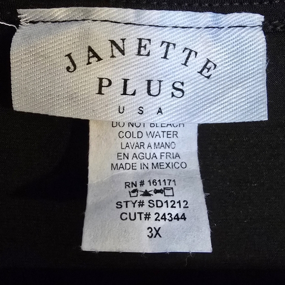 Janette Plus Elegant Black Wrap Dress Knee Length Longsleeve Plus Size 1x,2x,3x - Picture 4 of 6